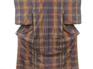 格子織り出し米沢紬着物アンサンブル